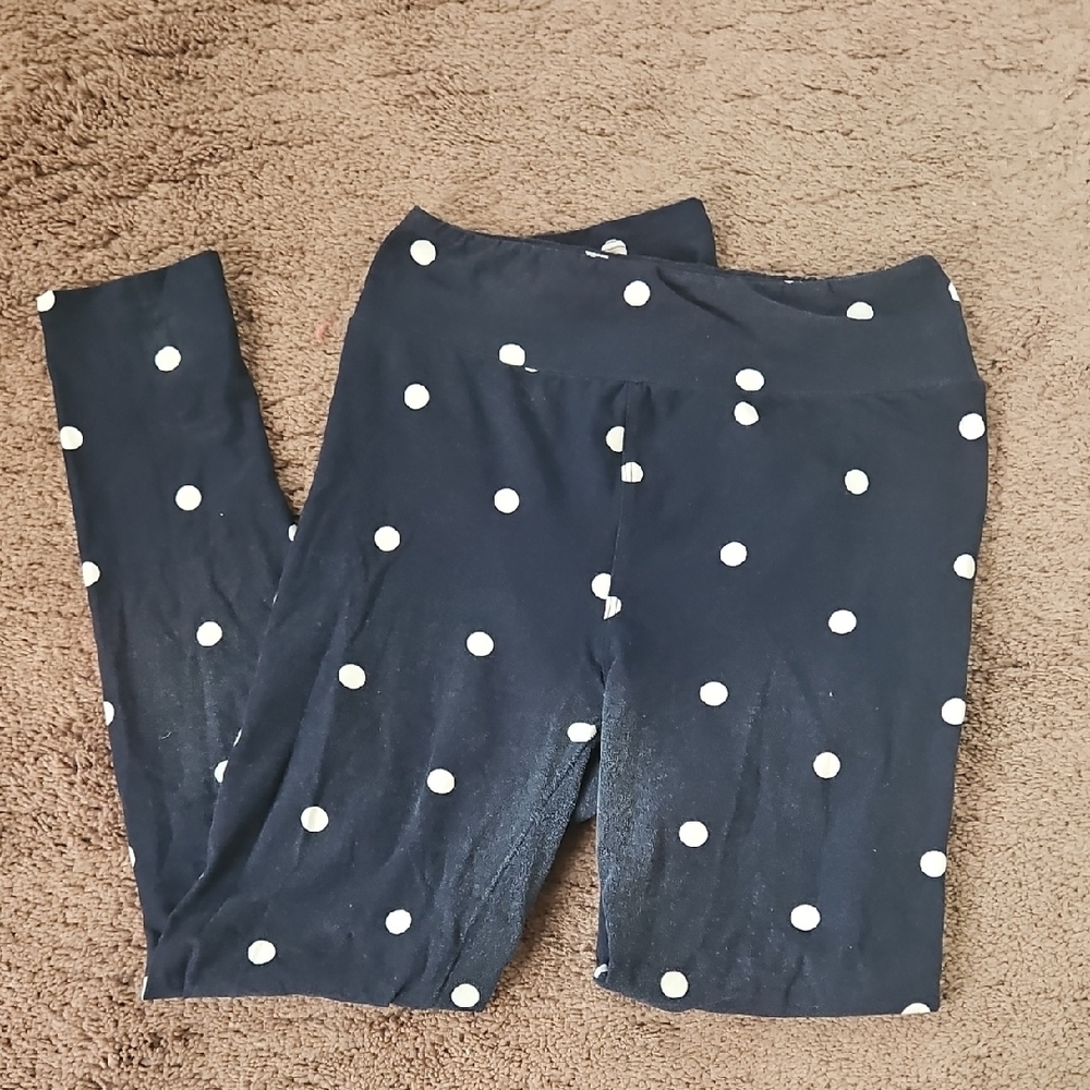 LuLaRoe Black and White Polka Dot Leggings